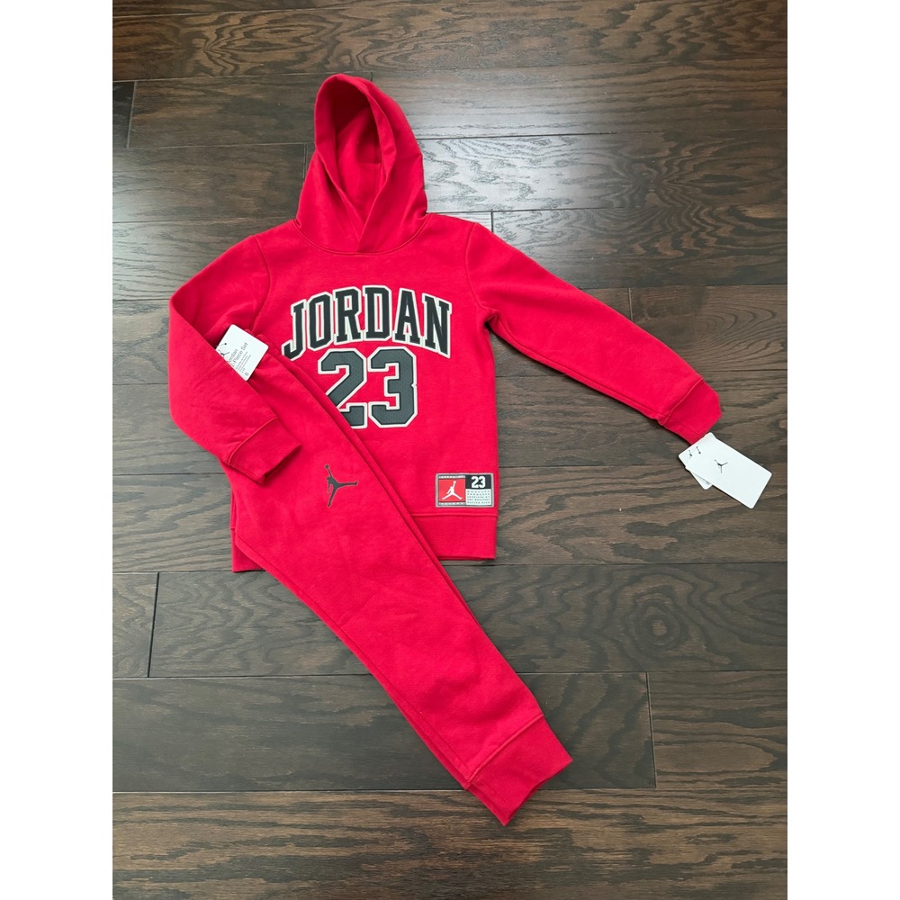 Jordan Kids 2 Piece Fleece Hoodie and Jogger Set Red Black Size 6 86K651-R78